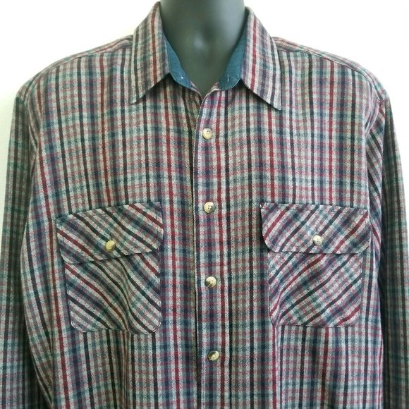 Vintage Wool Blend Men's David Taylor Plaid Flannel Shirt Long Sleeve XL - Picture 1 of 9